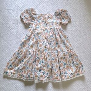 Cynthia Rowley Bunny Rabbit Floral Dress Button Front Size 8 Flowy Lined